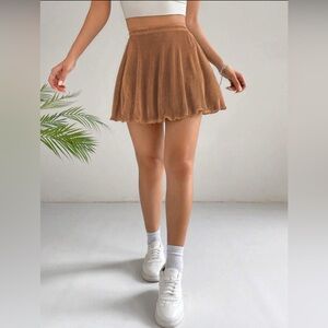 Elegant Bronze Pleated Skirt